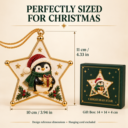 Christmas Star Penguin Keepsake Ornament - Luxury Holiday Tree Decoration