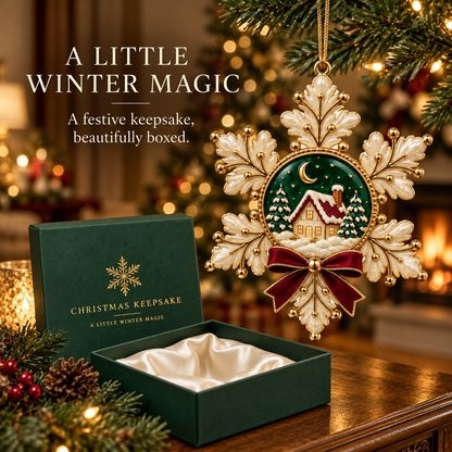 Winter Magic Christmas Ornament - Luxury Snowflake Cottage Keepsake