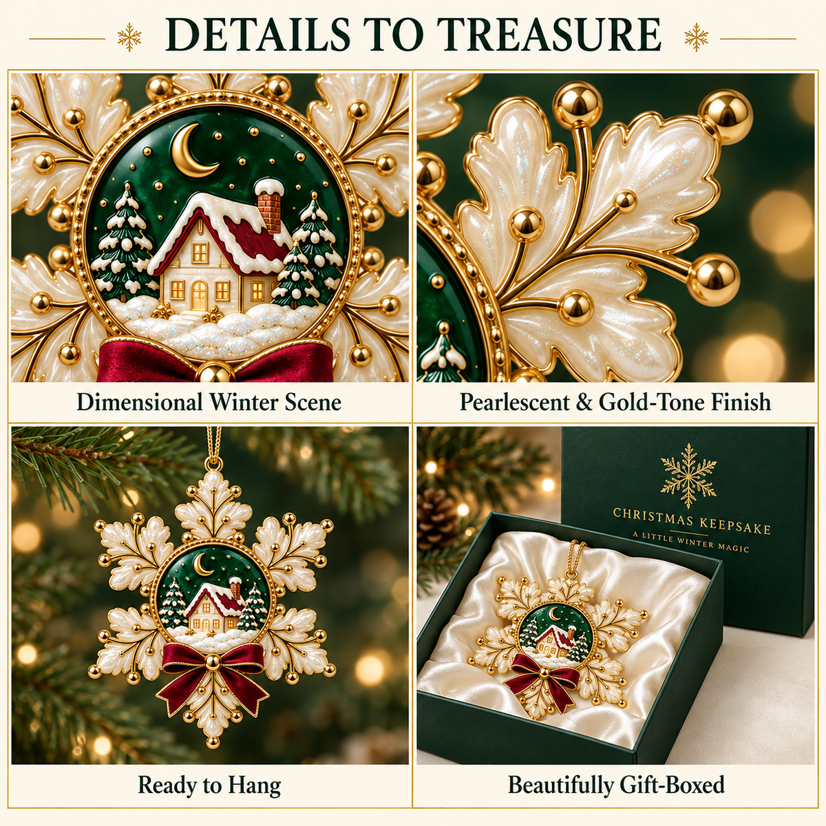 Winter Magic Christmas Ornament - Luxury Snowflake Cottage Keepsake