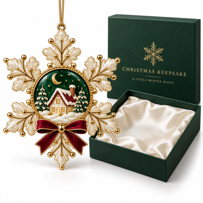 Winter Magic Christmas Ornament - Luxury Snowflake Cottage Keepsake