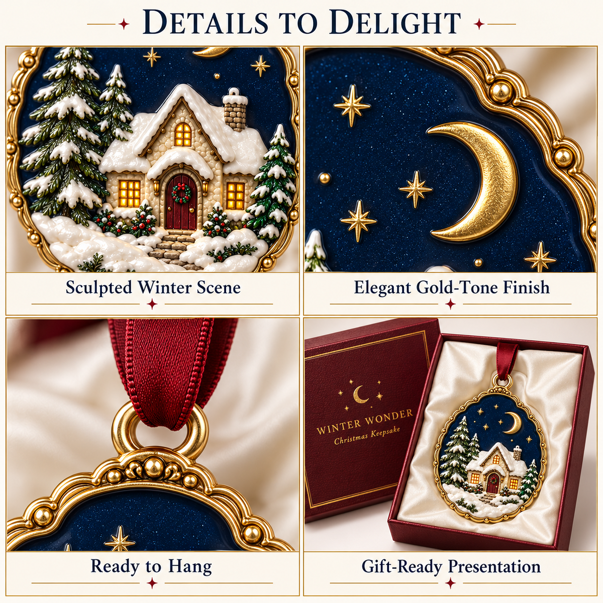 Winter Wonder Christmas Cottage Ornament - Luxury Snowy Village Keepsake