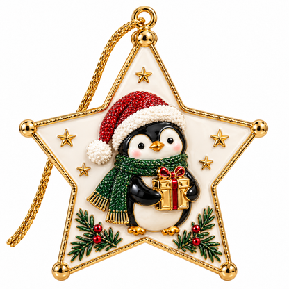 Christmas Star Penguin Keepsake Ornament - Luxury Holiday Tree Decoration